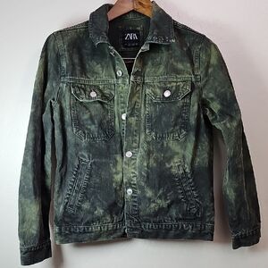Zara Men's Tie-Dye Green Jacket. Gorpcore, Streetware, Y2k